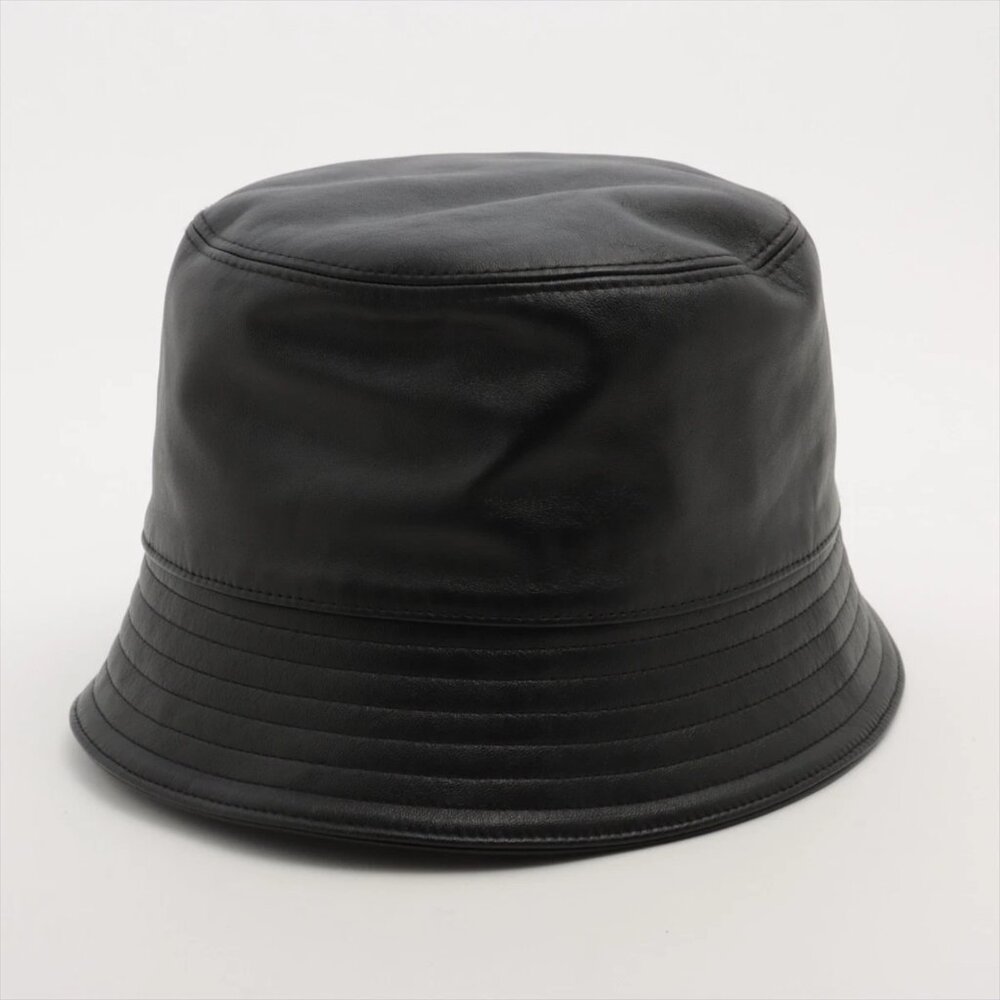 $1495 Authentic PRADA Made in ITALY Unisex Black Lambskin Bucket Hat SZ.XL 60cm - Picture 3 of 13